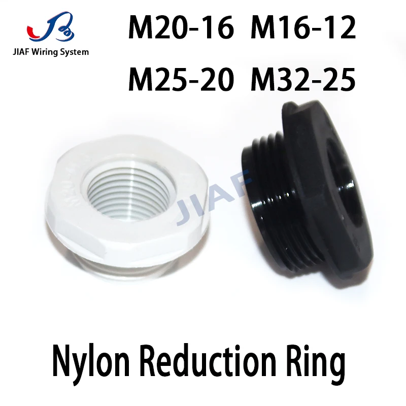 JIAF 10pcs Nylon Reducing Ring PG16 to PG11 Black Shrink Ring PG13.5 to PG9 Gray Metric Thread Change Diameter