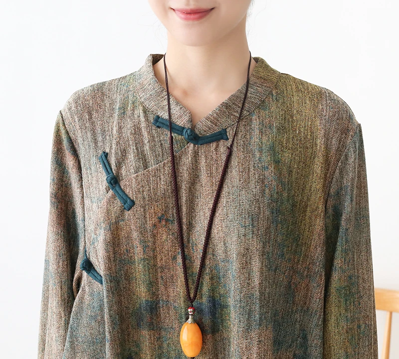 New Autumn Maxi Dresses for Women Vintage Loose Long Sleeve Dress Women Knitting RetroRabbit Hair Printed Robe Winter Vestidos