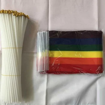

10 Pcs Comrade Flags Hand Waving Rainbow Flag Gay Pride LGBT Parade Les Bunting Toys