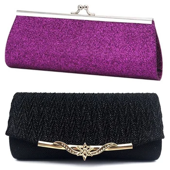 

Women Glitter Clutch Purse Evening Party Wedding Banquet Handbag Shoulder Bag (Purple) & Women Evening Bag (Black)