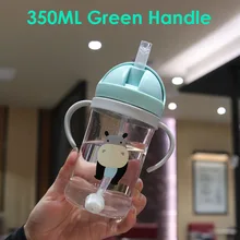  Kids Children Cartoon Animal School Drinking Water Straw Bottle Straw Sippy Baby Cup With Shoulder Strap 350ml 