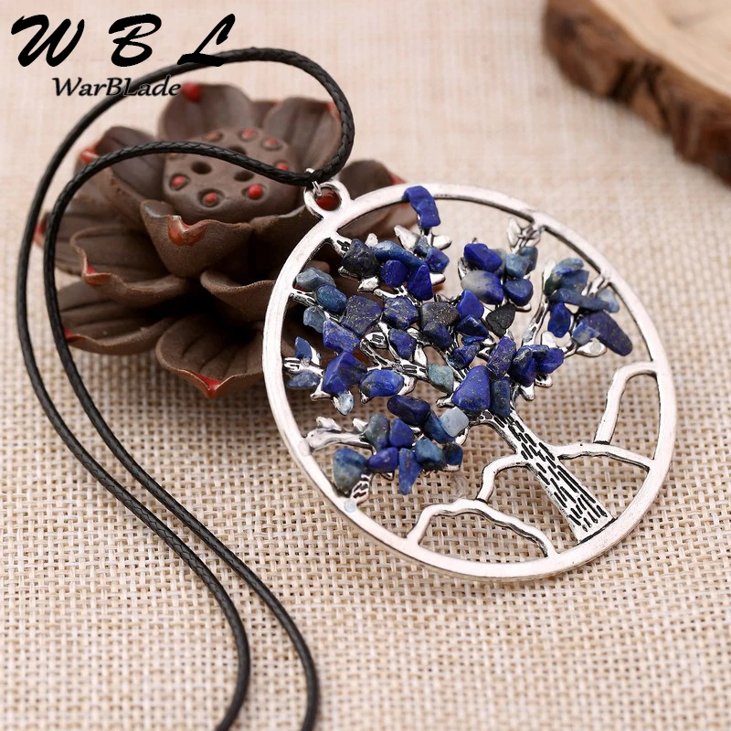 

WarBLade Natural Stone Rainbow 7 Chakra Tree Of Life Pendants Necklaces Crystal Wisdom Necklace For Women Jewelry Gift