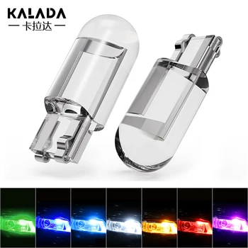 

2Pcs Glass shell high bright original COB T10 W5W 194 168 LED Car Bulb Green Red Blue Amber License Plate Lamp 12V Dome Light