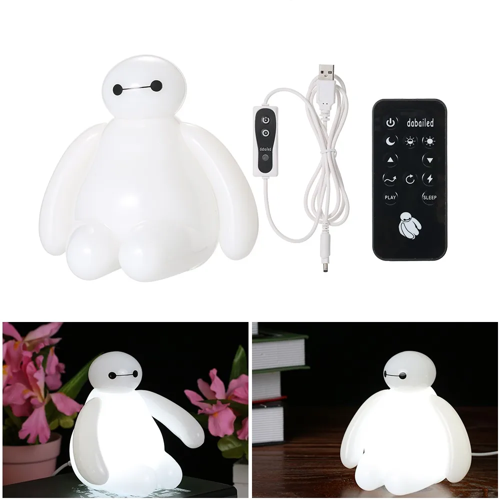 NEWKBO Милые Big Hero Baymax дизайн зарядка через usb светодиодный ночной Светильник для