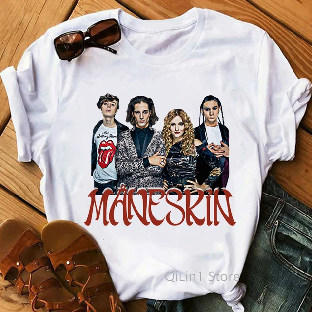 MåNeskin Women'S T-Shirts Maneskin Rock Band  Graphic Print Tshirt Femme Zitti E Buoni Damiano David T Shirt Female Streetwear J0070152