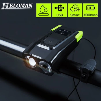 

Heloman Smart LED Bicycle Light with Bell Intelligent Induction Display 4000mAh 800 Lumen Cycling Flashlight For Bike China