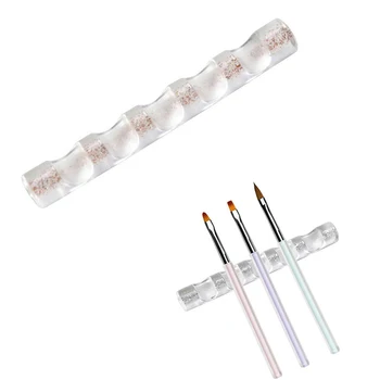Billige 1Pc Nagel Pinsel Stehen 5 Grids Acryl Rack Rest Malerei Stift Halter Regal Display Träger Lagerung Tipps Salon Maniküre Werkzeuge