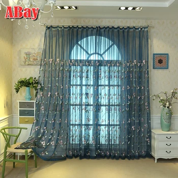 

Sheer Curtains for Living Room Japan Style Tulle On The Window Curtains for Bedroom Home Decoration Luxury Floral Voile Drapes