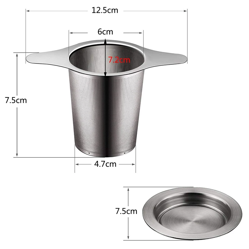 

Tea Infuser, of 2 Long-Handled Stainless Steel Tea Filter with Lid and Double Handles Large Capacity for Loose Leaf Grain Tea Cu
