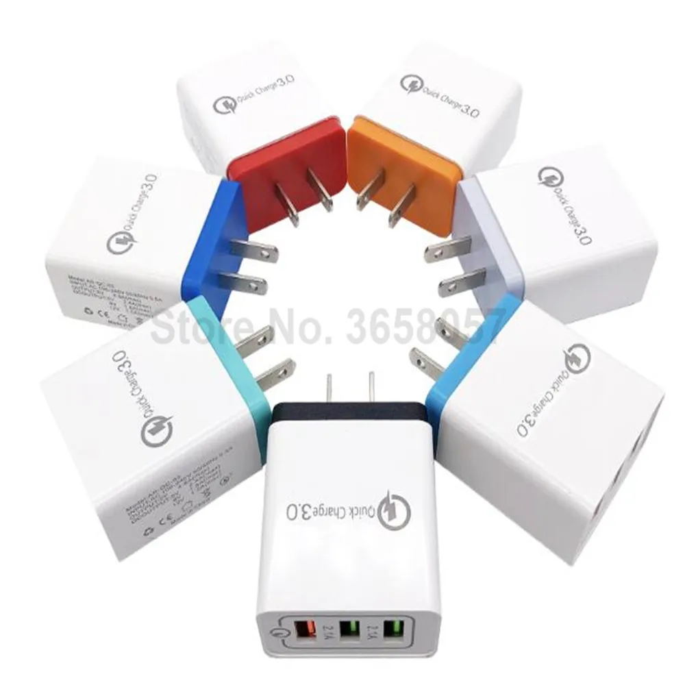 50 шт. Quick Charge 3,0 USB Зарядное устройство 5V 2.1A QC3.0 3 порты быстрой зарядки USB для путешествий настенное Зарядное устройство мобильного телефона Зарядное устройство