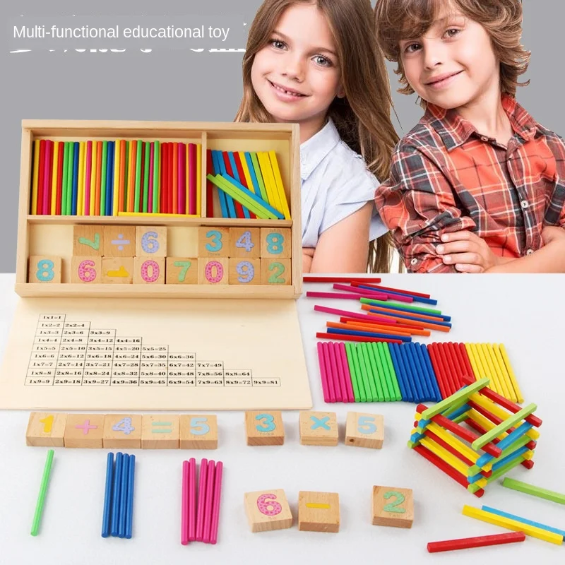 

High Quality Beech Wood Number Counting Stick Learning Box for Baby Enlightenment Math Montessori Teaching Tool Toys for Kids