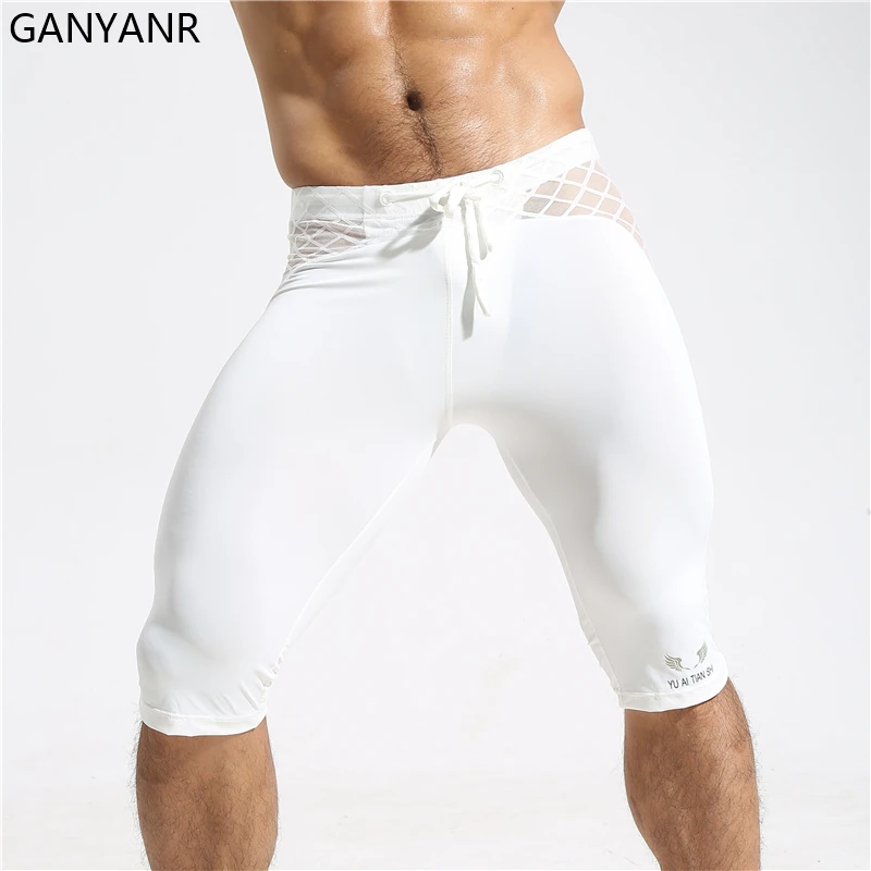 Men Running Tights Compression Gym Leggings Fitness Basketball Jogging Training Athletic Yoga Shorts Workout