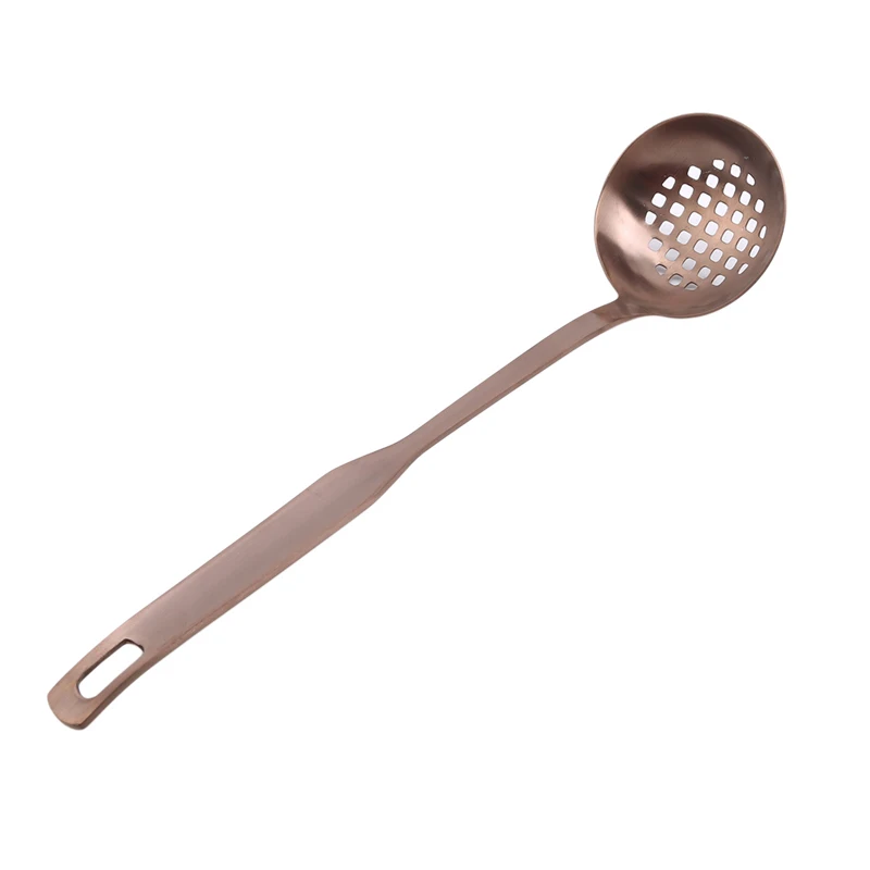 Rose Gold Colander Нержавеющая сталь Золотой суп с длинной ручкой половник и щелевой половник-дуршлаг набор горячего сито для кастрюли фильтр шумовка кухонный инструмент для приготовления пищи - Цвет: Rose Gold Colander