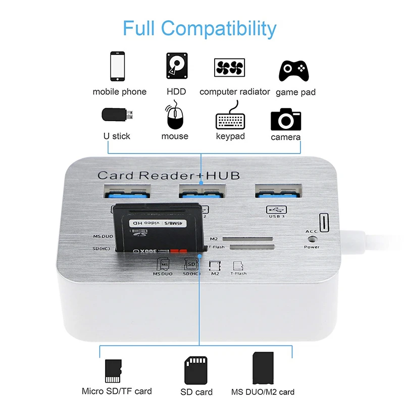 High Speed Multi 3 Port USB 3.0 Hub Multiport SD TF Card Reader Usb Splitter for Macbook Pro Air Computer Pc Laptop Accessories
