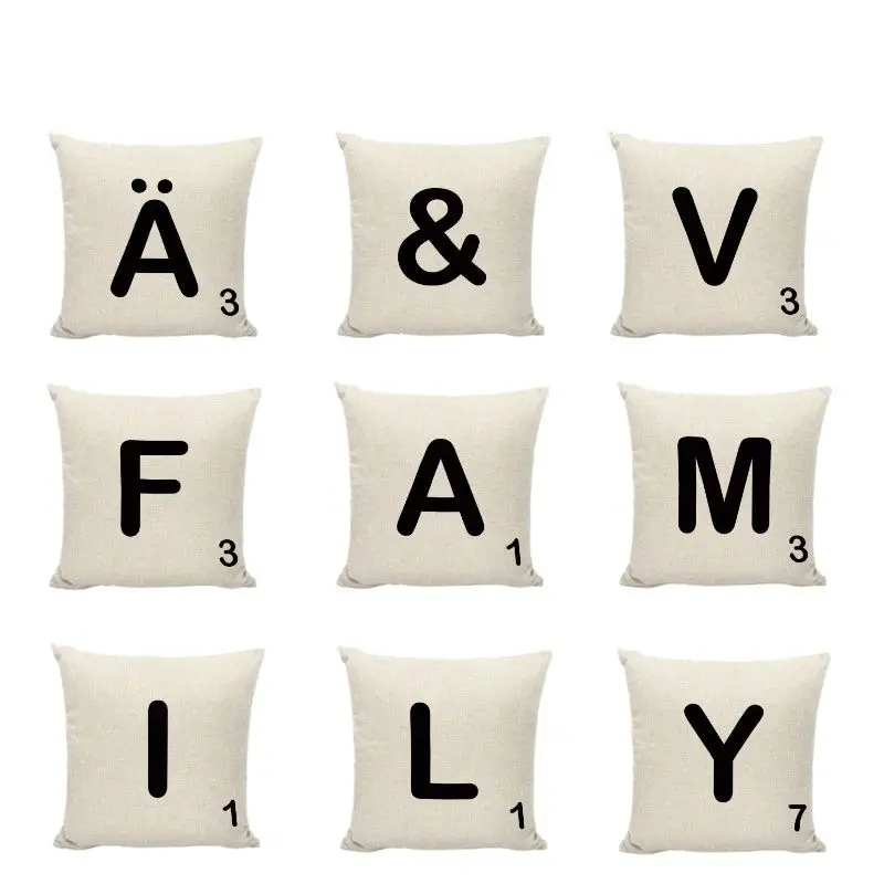 Simple English Alphabet A-Z Cushion Cover Fashion Black Arabic Numerals Houseware Home Decorative Funny Wedding Gift Pillow Case | Дом и сад