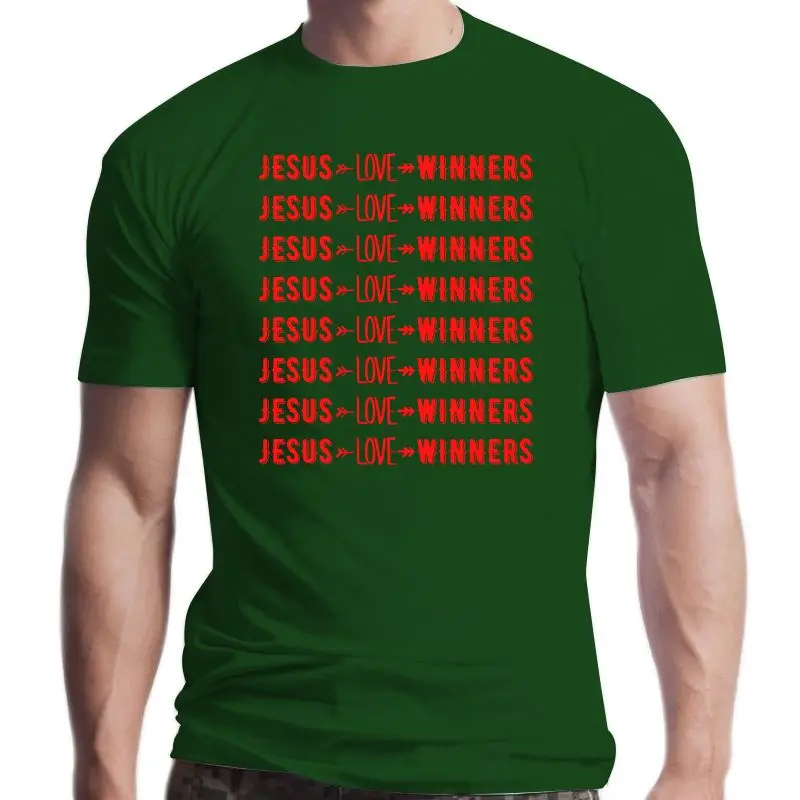 New Jesus Loves Winners (Red) Fashion TShirt Design Funny Humor Guotes Internet Slang Cotton Shirt Men T-Shirt Oversize |