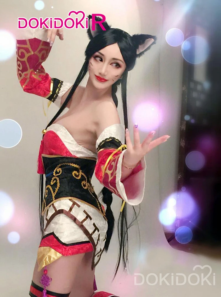 Игра DokiDoki-R League of Legends, косплей, Ahri, костюм лисы для девочек, Лига Легенд, косплей для женщин
