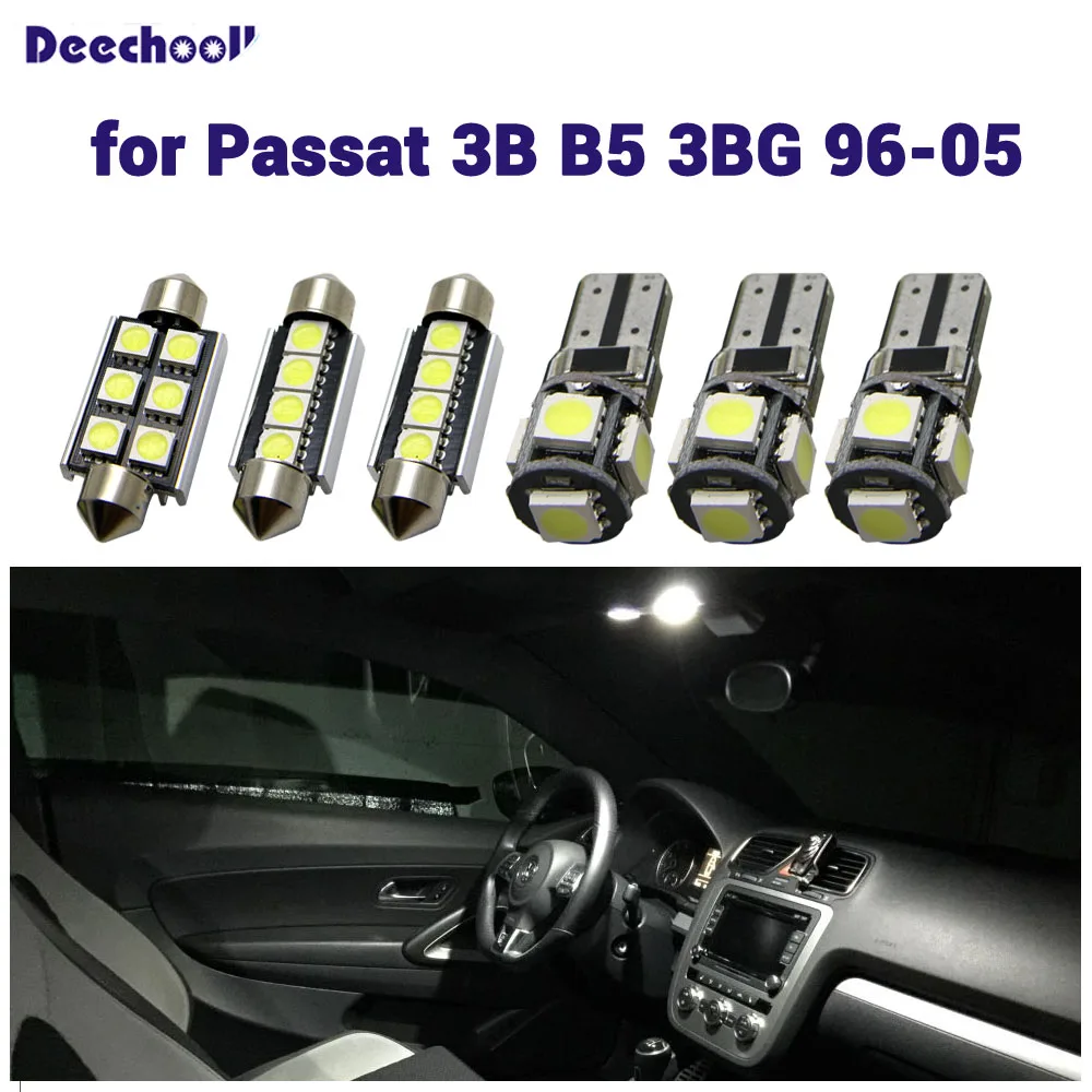 

deechooll 13pcs Car LED Bulbs for VW Passat 3B B5 3BG 96-05 ,Canbus White Interior Light for Volkswagen B5 96-05 Dome Light