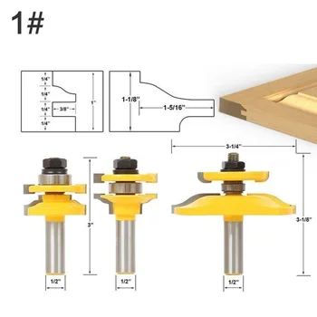 

3Pcs/set 1/2" Shank Woodworking Tenon Cutter Woodworking Milling Cutter Router Bit Trimming Tool Woodworking Tools Accessories