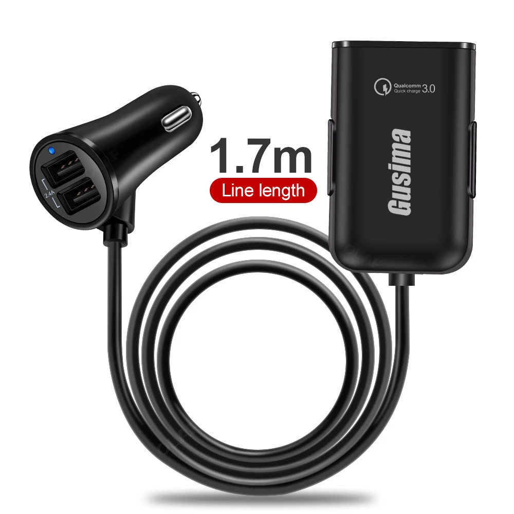 Gusima 4 USB QC 3,0 Автомобильное зарядное устройство Быстрая зарядка 3,0 Автомобильное быстрое переднее зарядное устройство адаптер автомобильное портативное зарядное устройство штекер MPV автомобильное зарядное устройство