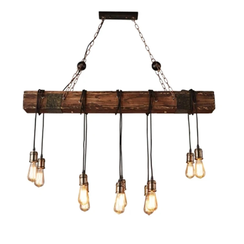 10 Lights American Loft Pendant Lights E27 LED Wooden Vintage Hanglamp Fixtures For Living Room Decoration Luminaire Suspension (1)