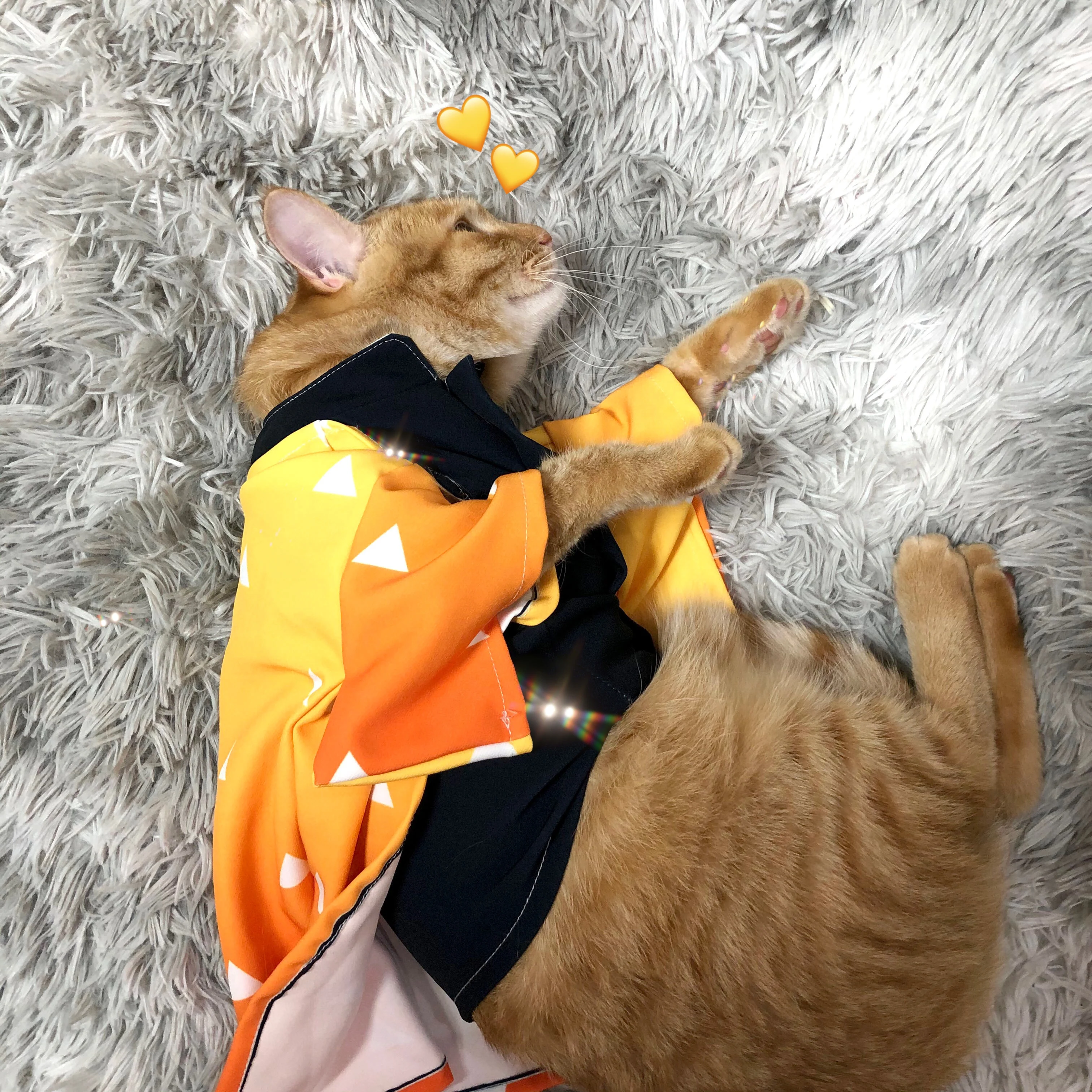 Демон убийца Kimetsu без Yaiba кошки камадо Tanjirou Косплэй накидка костюмы полные комплекты Agatsuma Zenitsu оранжевый костюм-накидка костюмы