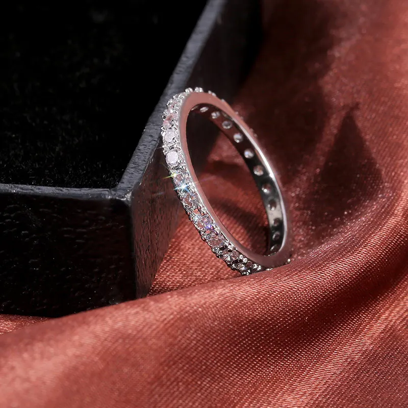 Браслет Frauen Schmuck Micro Pflastern Cz Zirkon Kristall Hochzeit кольцо для вечности со штабелированием Режим 2,5 мм браслет для юбилея из розового золота