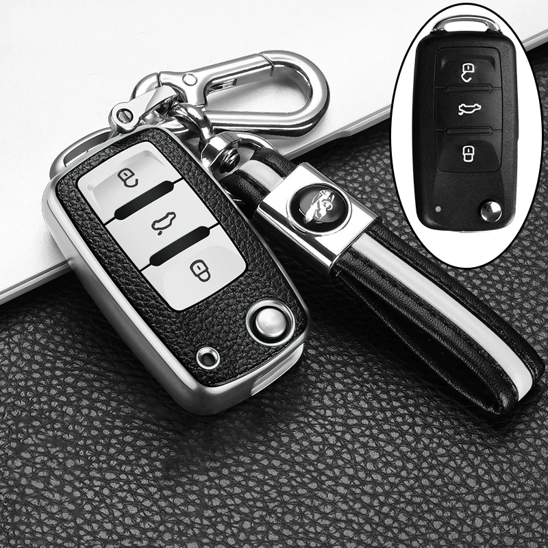 

Leather+TPU Key protector Car Key Cover Case For POLO Tiguan Passat B5 B6 B7 Golf EOS Scirocco Jetta MK6 Octavia Accessories