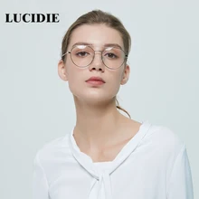 Lucidie женская мода личности круглые очки в большой оправе прозрачные линзы черная Золотая оправа очки двойной луч очки