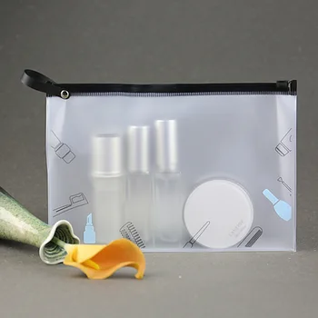 PVC Mat Clear Transparent Zipper Cosmetic Pouch With Handle Toiletry Kit Wash Bag 25*17*4 cm