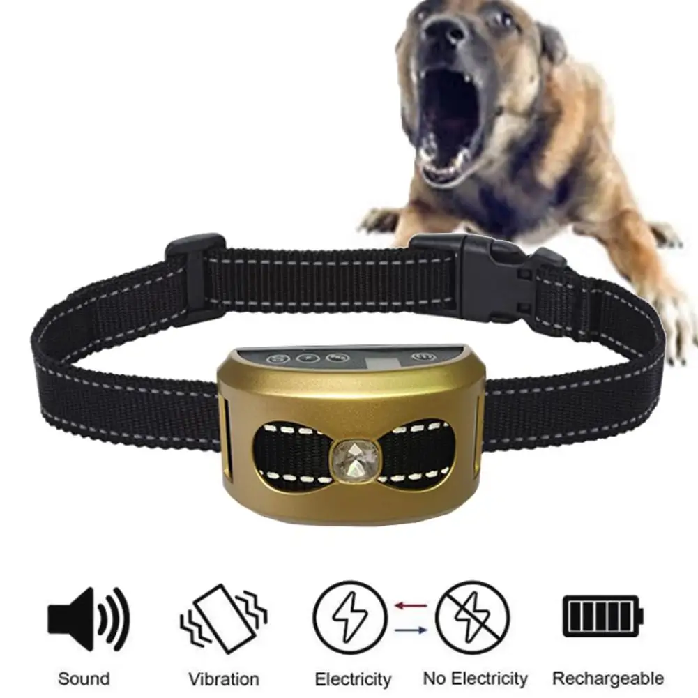 Collar antiladridos impermeable para perro, Control de adiestramiento, recargable por USB, LCD, grande, para dejar de ladrar|Collares adiestramiento| - AliExpress