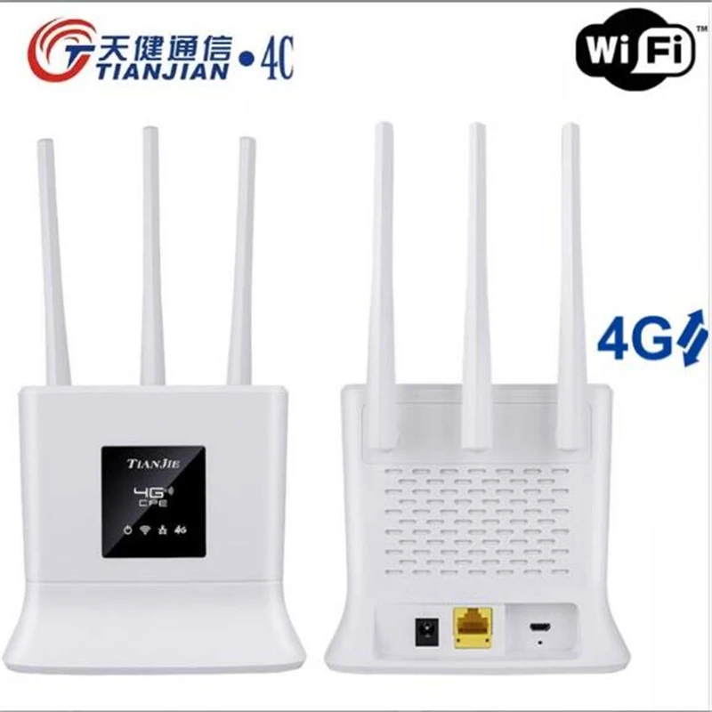 

Unlocked 4G Router 2.4G LTE Wireless Wifi High Gain Antennas Modem 300Mbps Mobile Hotspot CPE Dongle+SIM Card Slot RJ45 WAN/LAN