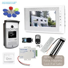 HOMSECUR проводной " видео домофон дверной звонок Система 1 монитор 1 RFID камера+ 180 кг Электрический магнитный замок