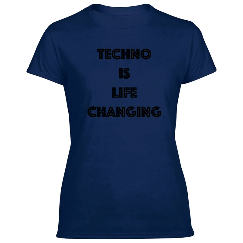 Облегающая футболка Techno Is Life Changing Techno Rave вечерние Фестивальная футболка футболки большие размеры 3xl 4xl 5xl Хлопок