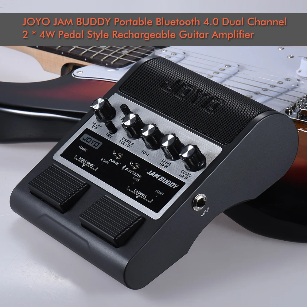 JOYO JAM BUDDY портативный Перезаряжаемый Bluetooth 4,0 двухканальный 2*4 Вт Педальный Стиль Гитарный Усилитель колонка с усилителем с задержкой