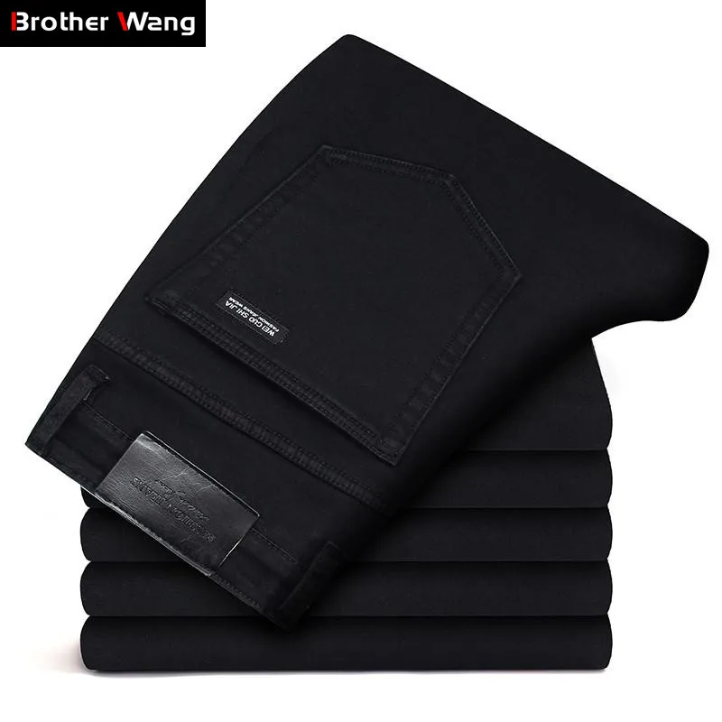 Classic Advanced Stretch Black Jeans 2019 Winter New Style Business Fashion Denim Slim Fit Jean Trousers Male Brand Pants Classic Advanced Stretch Black Jeans 2019 Winter New Style Business Fashion Denim Slim Fit Jean Trousers Male Brand Pants