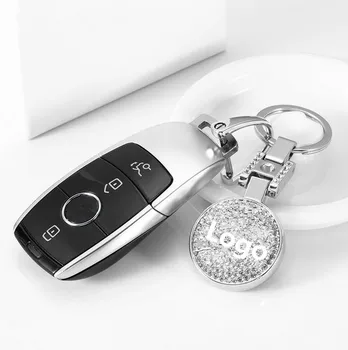 

Car Logo Metal Emblem Car Keychain for Crystal Silver Decoration Women Handbag Wallet Key Ring Key Chain Keychains Accessories