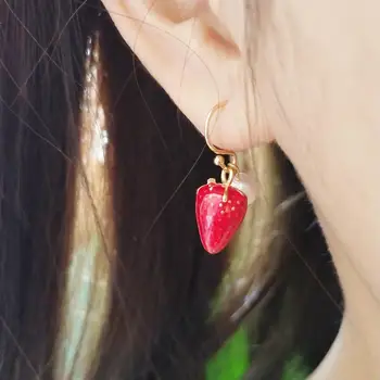 

Real 925 sterling silver shell pearl earrings, strawberry 18-karat gold vintage French style elegant woman's luxury jewelry