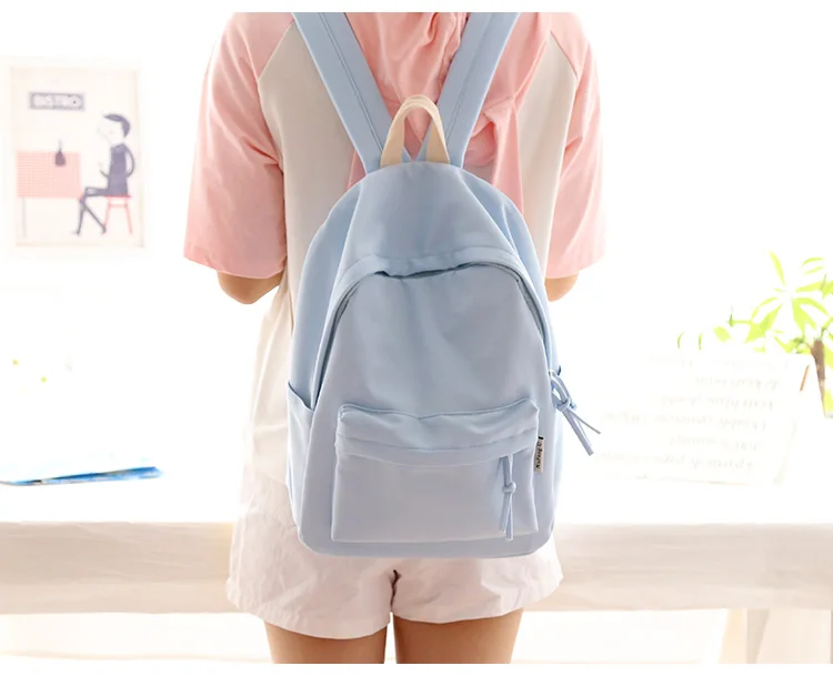 

Simple fresh design pure color women backpack fashion girls leisure bag school student book bag teenager travel bag young