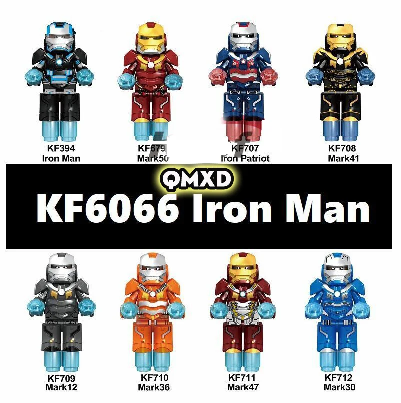 8 шт./компл. KF6066 Совместимость Legoingly месть одежда Супергерои Железный человек в