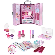 

Girl Princess Makeup Toys Dressing Beauty Set Cosmetic Suitcase Wardrobe Safe Easy Clean Makeup Kit for Dress Children Gifts