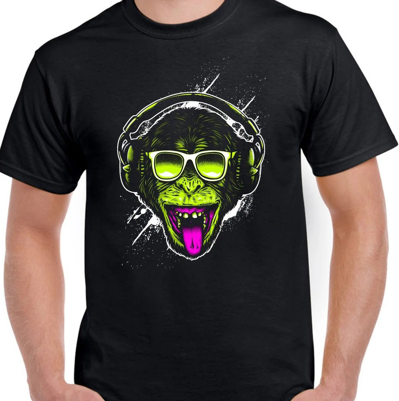 Funky Monkey Dj Мужская футболка обезьяны Клубные Ibiza House музыка Молодежный с коротким