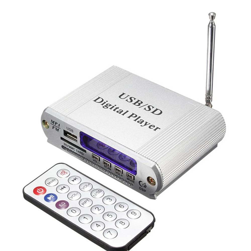 Мини-дизайн HY1008 усилитель мощности для мотоцикла USB SD MP3 плеер FM автомобильный аудио усилитель Дистанционное управление Стерео усилитель