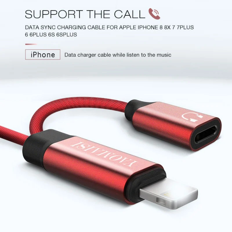 Профессиональный 3 в 1 зарядный аудио кабель для iPhone X 2.4A USB кабель адаптер для наушников сплиттер для iPhone 7 8 Plus 1 м шнур