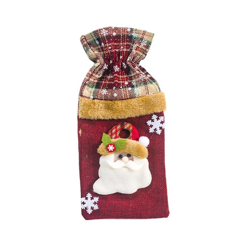 3 Pcs Christmas Wine Bottle Cover Santa Snowman Sweater Holiday Champagne Bottle Cover Xmas Party Dining-Table Bottle Decoration