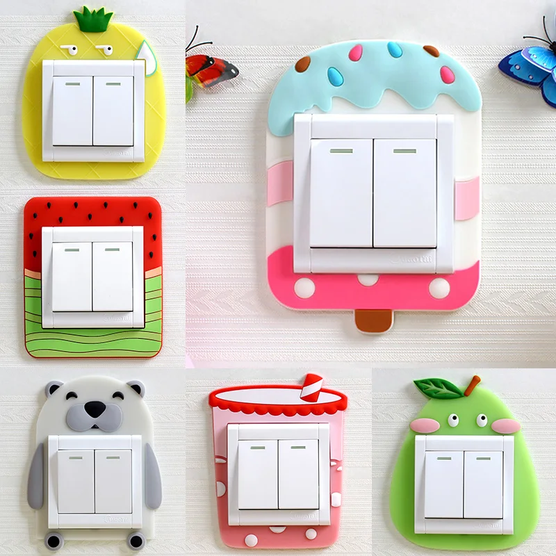 Cartoon 3D Wall Silicone Switch Sticker Luminous and Socket Soft Protective Cover On-Off Decor Stickers | Дом и сад
