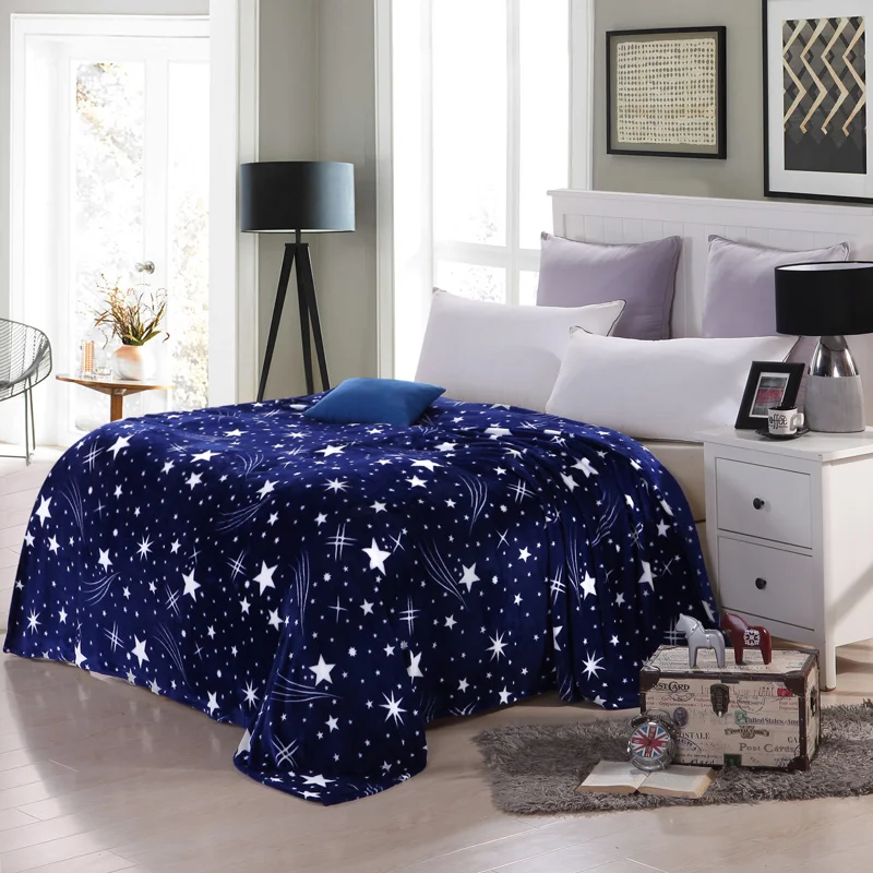 Синяя звезда, теплое и удобное Флисовое одеяло-фаннель, покрывало для дивана, Твин, полный размер королевы, для детей и взрослых, 14 цветов - Цвет: VV002