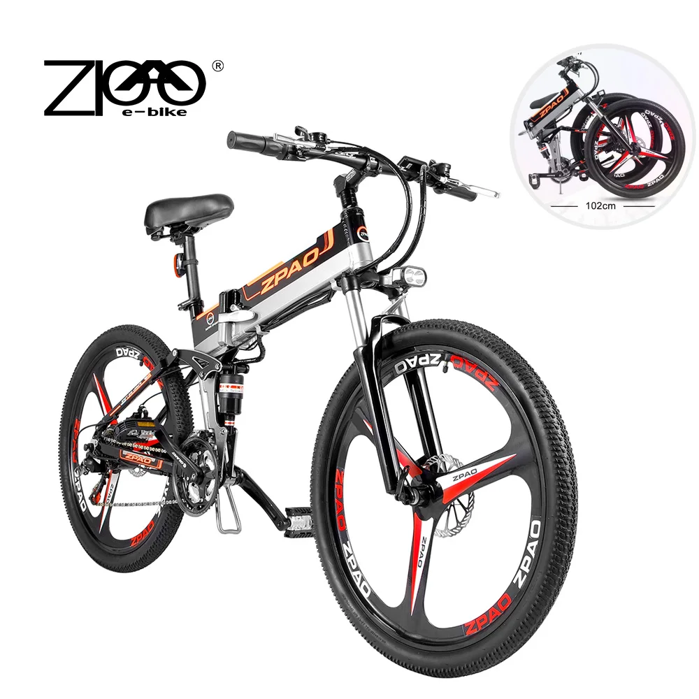 ZPAO электрический велосипед горный 48V 12.8Ah литиевая батарея ebike 26 дюймов складной