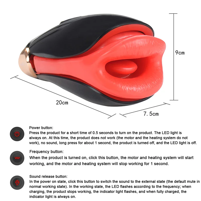 iKenmu Masturbation Cup Vibrator Male Masturbator Vibrator Real Mouth for Men Silicone Toy,Can Sound,Deep Throat Sex Toy for Man