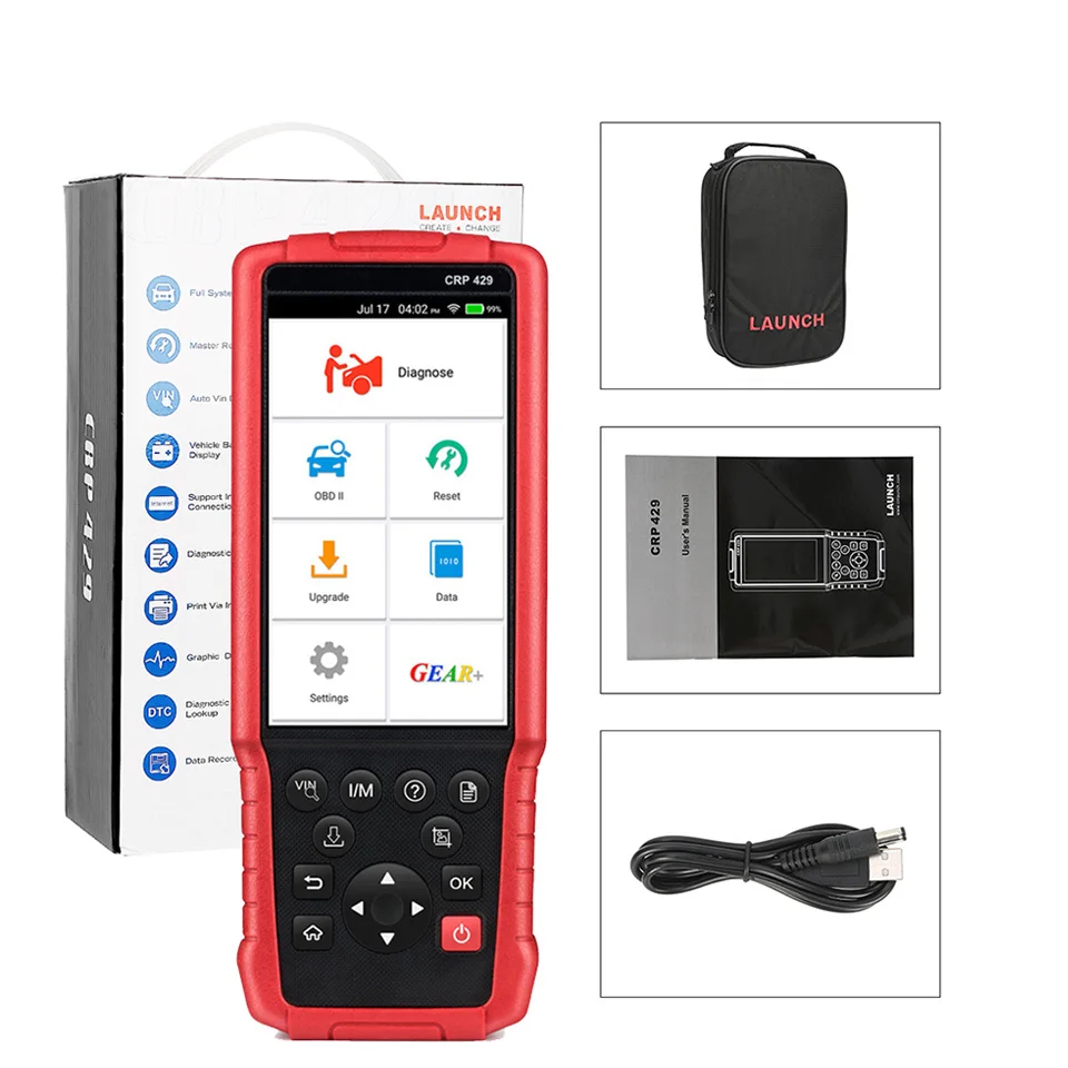 Запуск CRP429 полная система автомобиля диагностический инструмент OBD2 OBDII считыватель кода сканирующий инструмент с маслом/EPB/BMS/SAS/ABS Сброс pk CRP429C CRP423 - Цвет: Черный